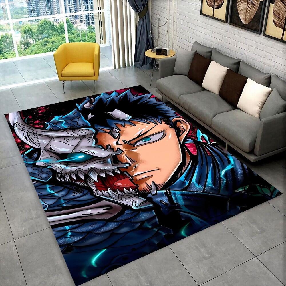 Tappeto Cartoon Anime Kaiju No.8 3D per Soggiorno Camera da Letto Casa Decorazione Divano, Tappetino Antiscivolo per Giochi Bambini Regalo