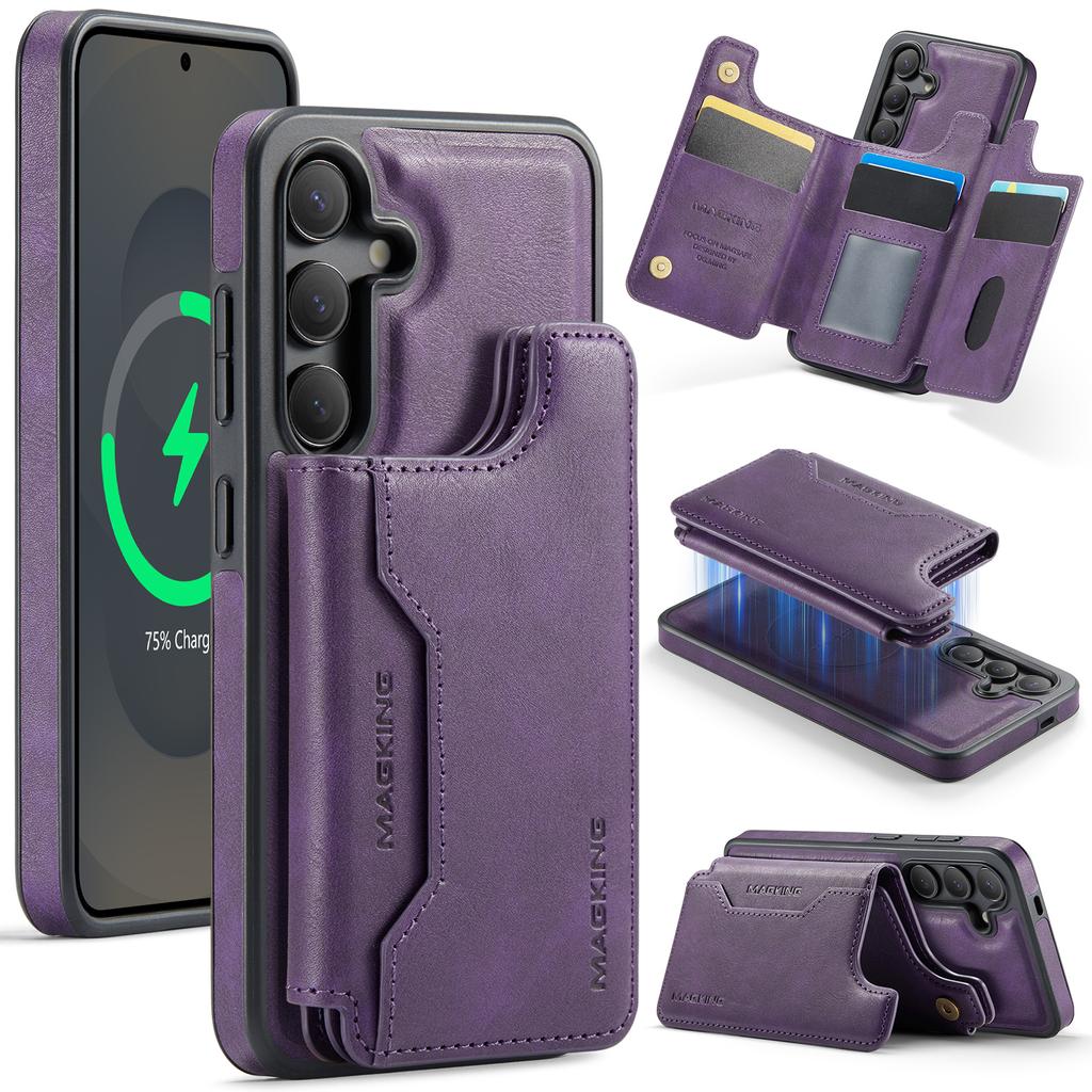 MAGKING K3 Series For Samsung Galaxy S25 Case Compatible with MagSafe Wallet PC+TPU+PU Phone Cover