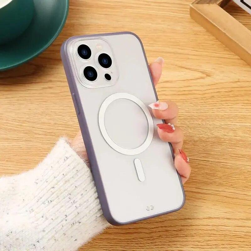 Luxury Ultra Thin Matte Magsafe Magnetic PC Hard Case For iPhone 15 14 13 12 11 Pro Max Frosted Coque Case For iPhone 15 14 Plus