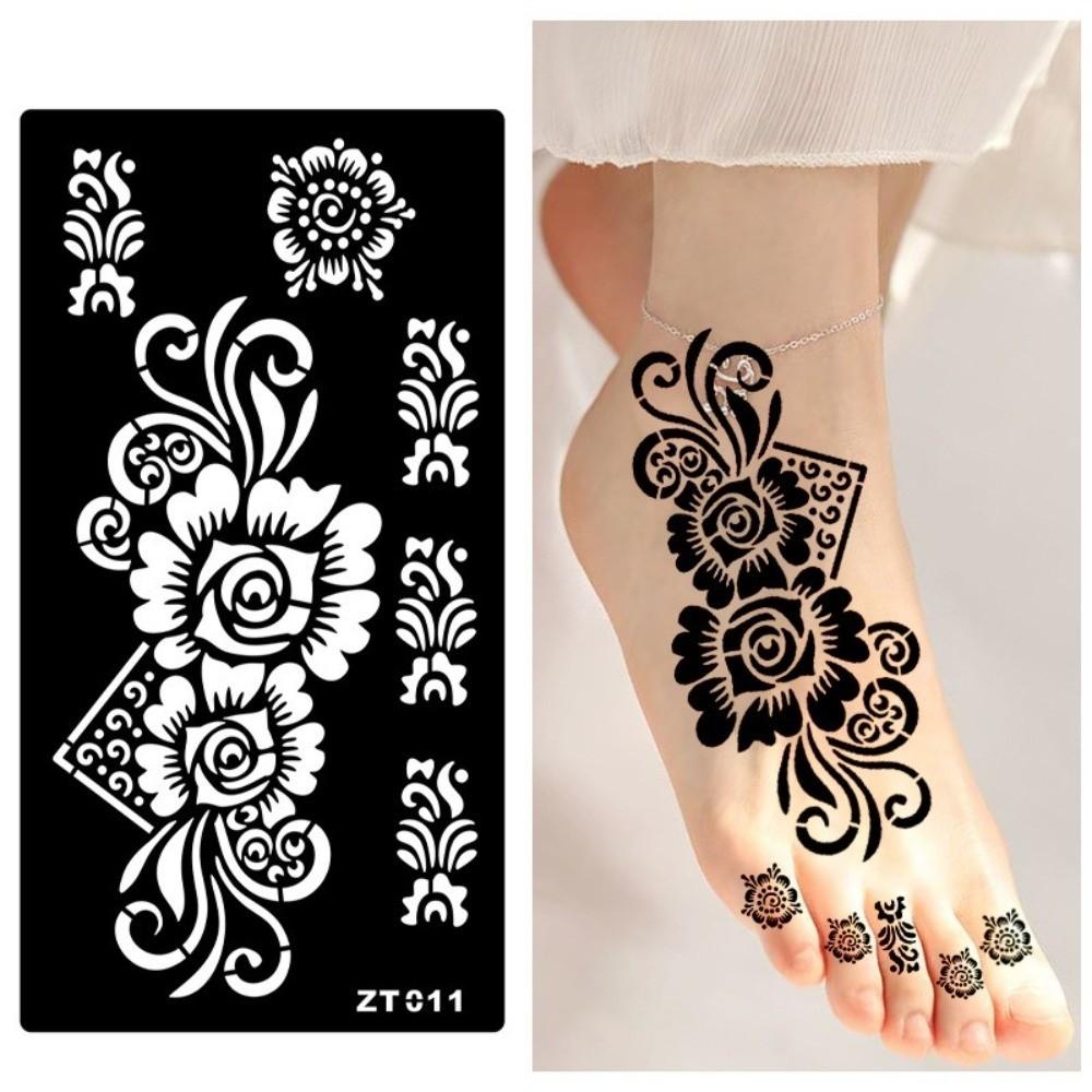 Personalized India Temporary Tattoo Ethnic Style Black Tattoo Decals Arm Foot Tattoos  Women Lady