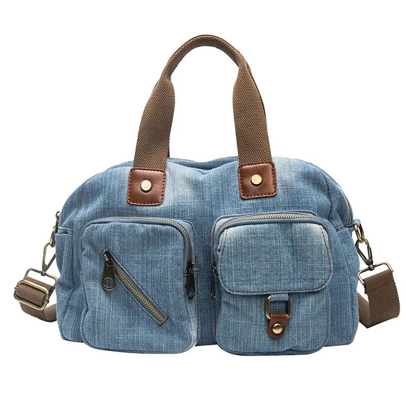 Casual Denim Women handbag  Jeans female Crossbody Bag Vintage big Totes Travel Shoulder Bag Large Bolsa blue