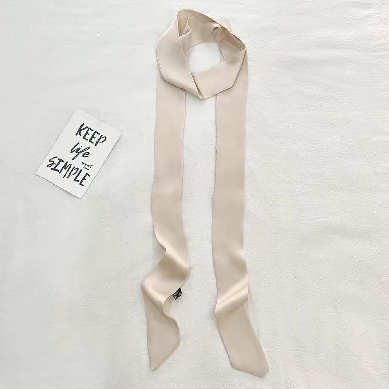 Korean Style 190*5cm Women Plain Chiffon Silk Scarf Solid Color Long Hairband Versatile Decorative Streamer Bag Tie Satin Ribbon
