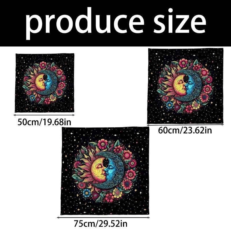 Sun Moon/Owl Pattern Astrology Tablecloth Tarots Divinations Tablecloth Altars Cloth Divinations Board Game Accessory