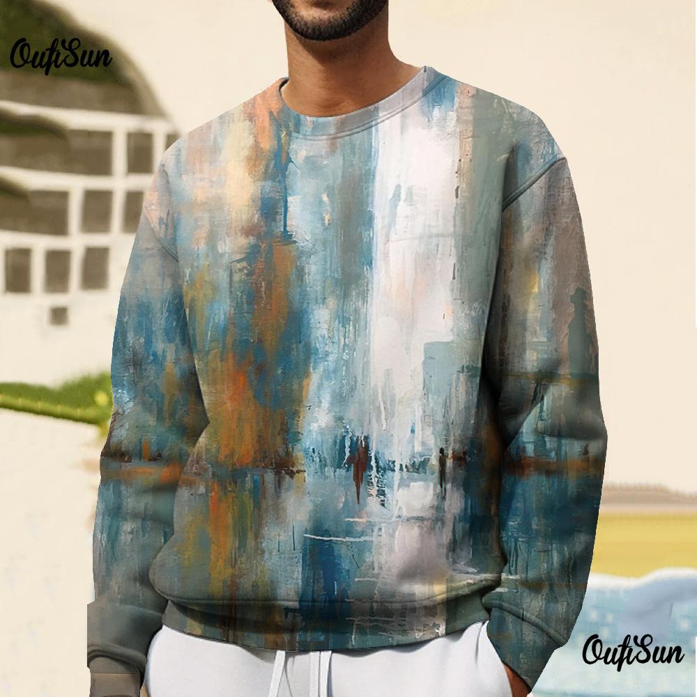 Vintage Men T-Shirt Retro Sweatshirts Oversized Long Sleeve T-Shirts O-Neck Pullovers Winter Clothing Street For Men Sweatshirts