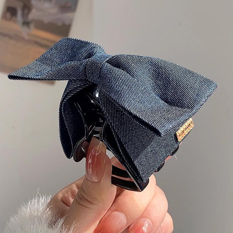 Modische Einfache Denim Schleife Haarspange Große Haarklammer Kopfschmuck Für Frauen Mädchen Süße Vielseitige Haaraccessoires Geschenke