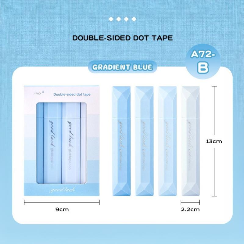 4Pcs Rotating Double-Sided Dot Glue Pen Tape Traceless Adhesive For Scrapbooking Office Supplies Handmade Diary Art Projects