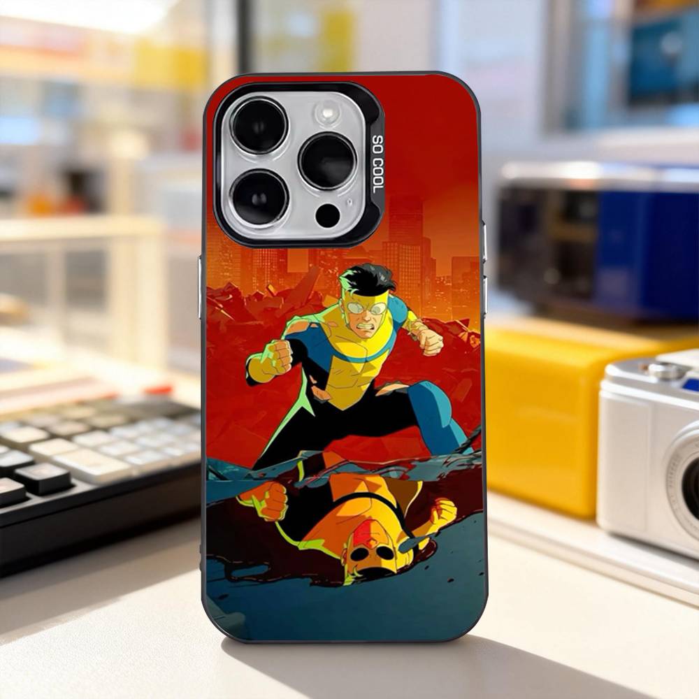 Мультяшный I-Invincibles Крутой Для iPhone 11,12,13,14,15,16,17,Pro,Max,Plus,E,Air,Mini Чехол Для Телефона IMD Матовый Черный iPhone13PROMAX