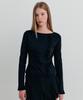 ITOV SEOUL Frill Button T-Shirt Black