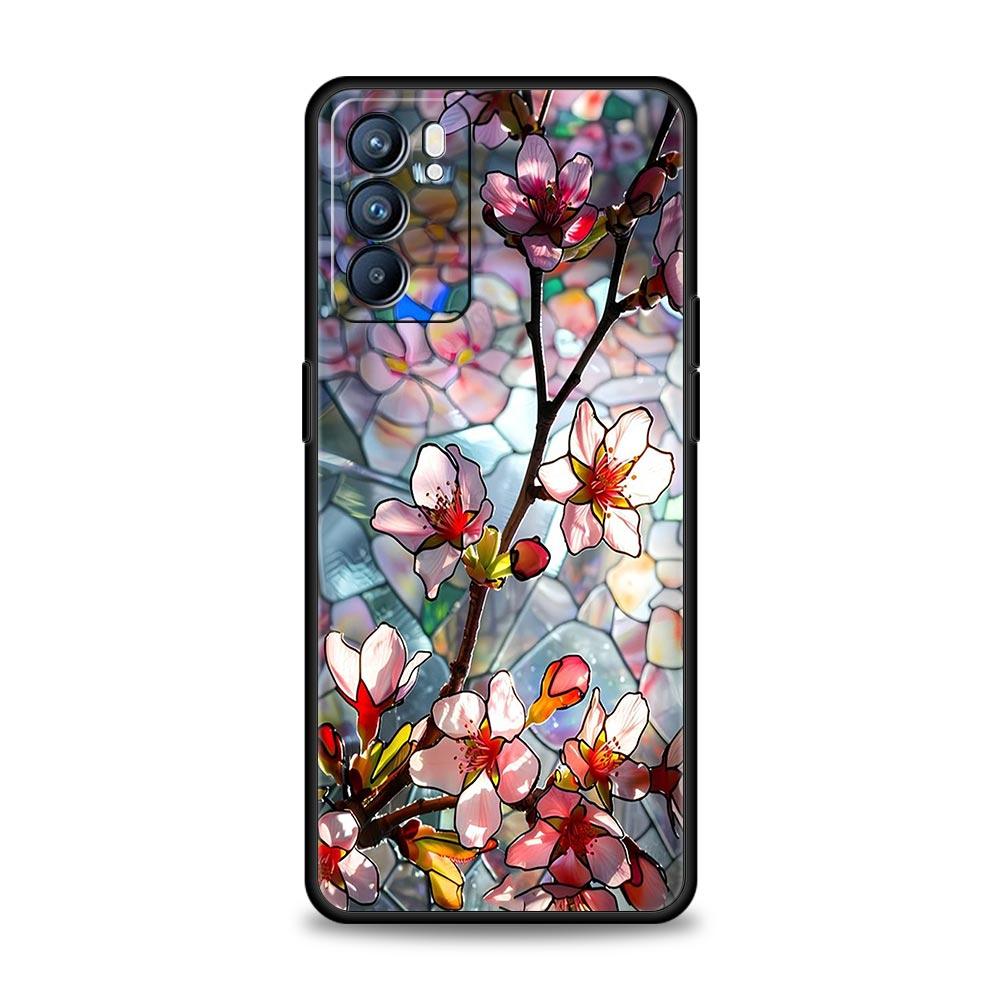 Phone Case For Oppo Reno13 Reno12 Reno11 F Reno10 Pro A54 A53 A95 A76 A74 A57 A98 A80 A79 5G A78 4G Cover Flower Marble Geometry