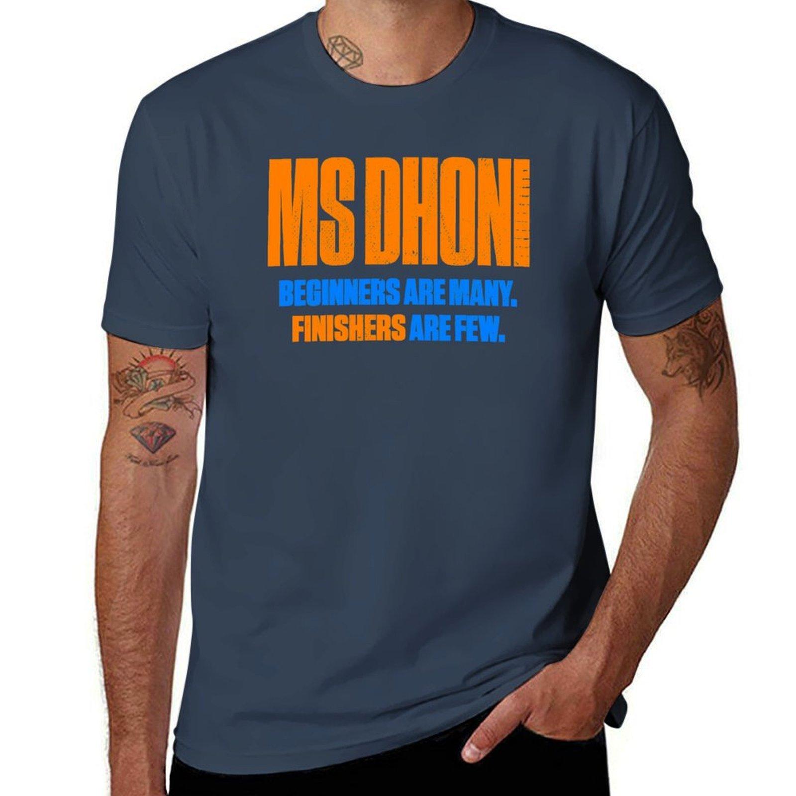 Cricket MS Dhoni TShirt Basic Solid Color Short Sleeve TShirt S
