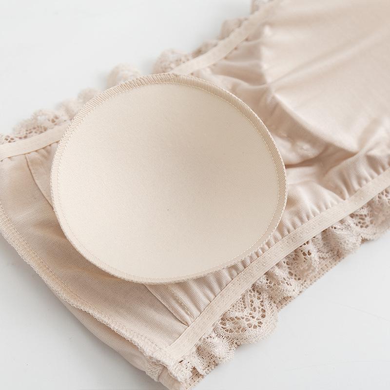Silk Non-slip Strapless Tube Top, Mulberry Silk Large Size Lace Chest-wrapped Primer, Underwear with Chest Pads Around the Chest