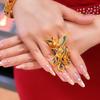 Gradient Enamel Phoenix Ring Vintage Gold Feng Wu Jiu Tian Jewelry for Women Chinese Palace Style Feather Design