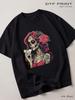 Black T-shirt Skull with Flowers