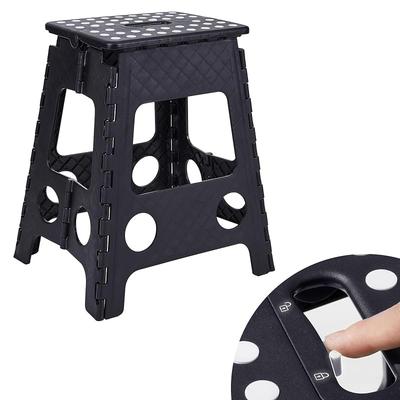 VECELO Folding Step Stool/Chair [2024 New Release - Safety Lock Design] Step Ladder, 38cm (W) X 29cm (D) X 45cm (H), Black, Folding Stool/Chair,