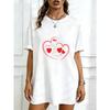 Schwarzes Oversized T-Shirt mit Love Is Valentines Herz-Print für den Valentinstag