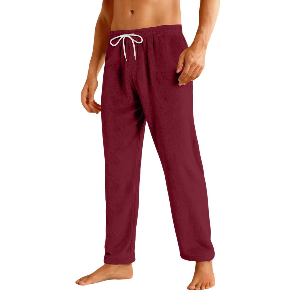 Men's Drawstring Pocket Flannel Casual Pants