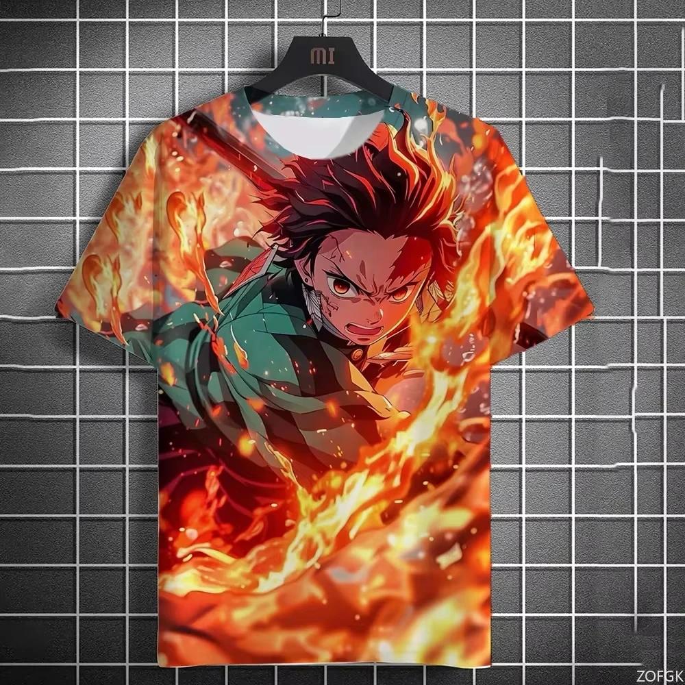 Summer new men s T-shirt anime pattern 3D printing short-sleeved summer fashion trend T-shirt tops for men S