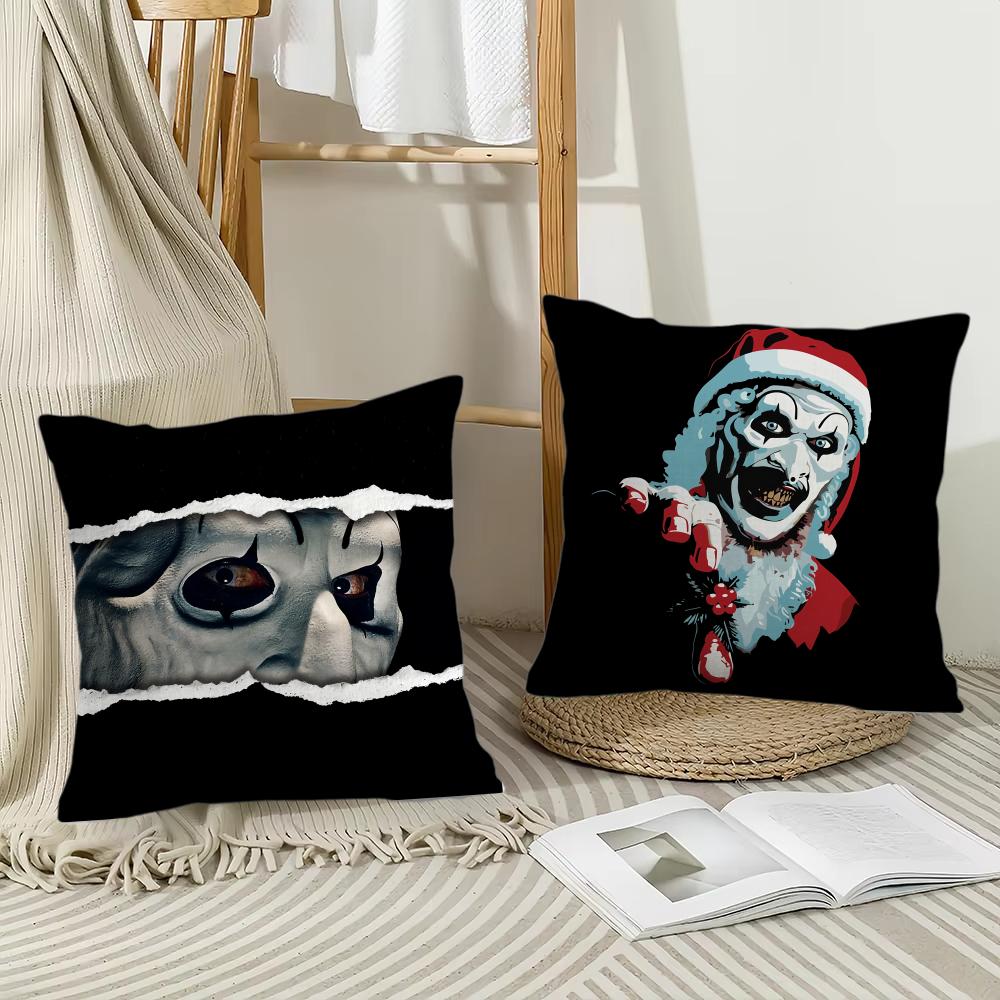 Federa Cuscino Horror T-Terrifier Tessuto Morbido Peluche Stampa Double-Sided Copricuscino per Divano Per Tutte le Stagioni Decorazione Casa Regalo
