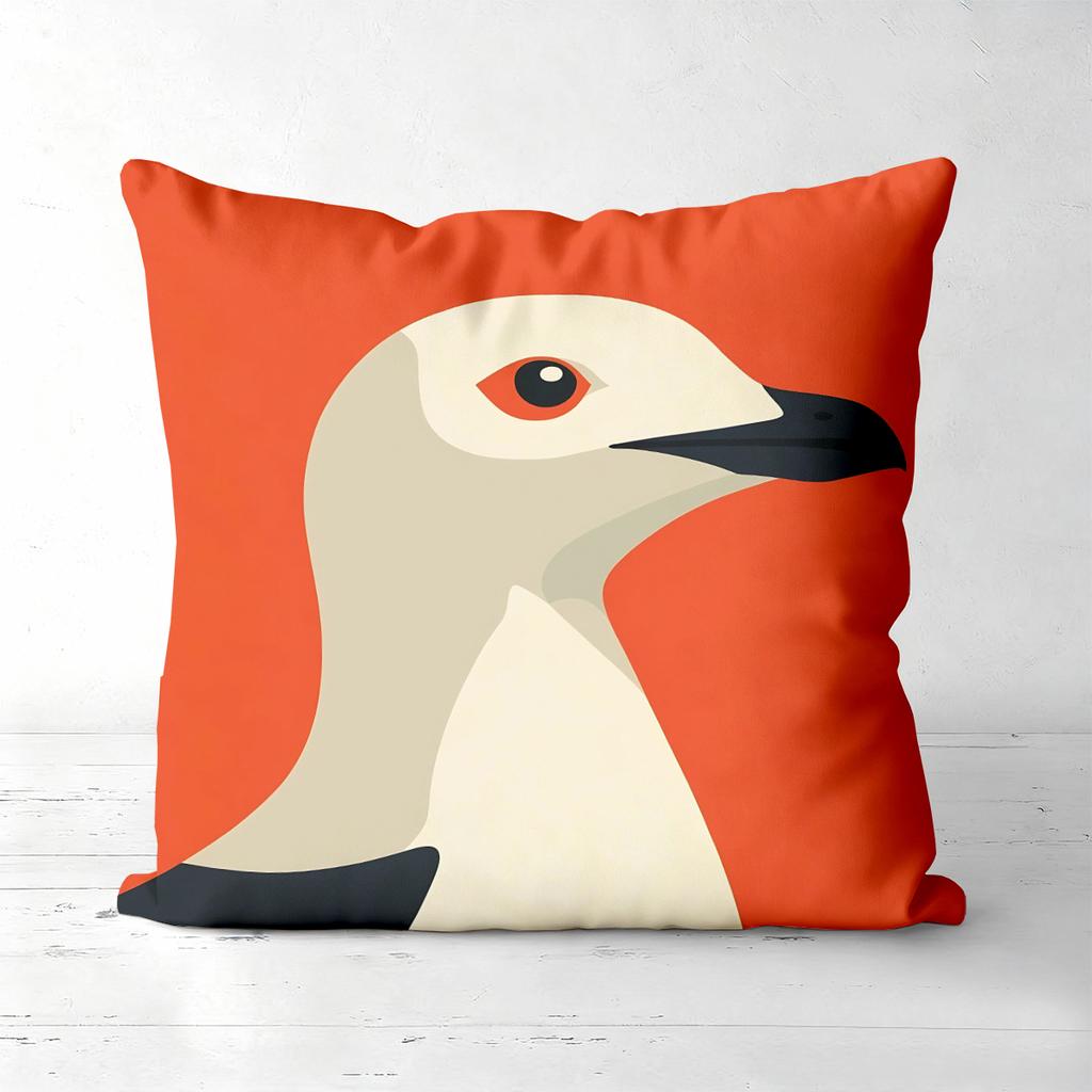 Stylish Bird Pattern Orange Cushion Covers for Home Polyester Pillowcase, Sofa Decorative Cushion Cov Headboard Pillow