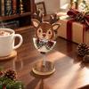 Vintage Christmas Room Decor Retro Wooden Ornaments Gingerbread Man/Reindeer/Snowman Figurine with Spring Base Nodding Elk Xmas Desktop Decorations