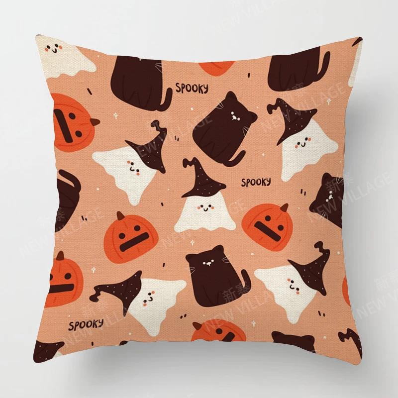 Decorative Cushion Home Living Room Decor Throw Pillow Cover Plant Halloween Autumn Funny