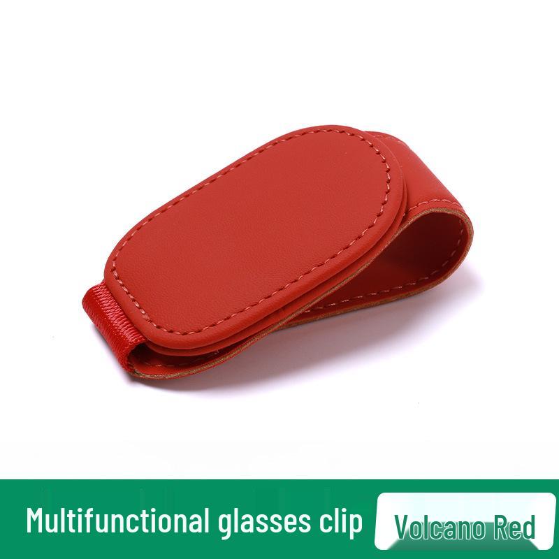 Multi-Function Leather Car Visor Storage Clip for Sunglasses and Cards