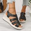 2026 Summer Women's Thick Sole Cross-Woven Wedge Sandals with Velcro Closure