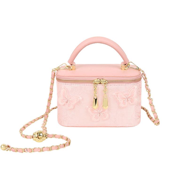 

Премиальная текстура трехмерной бабочки портативная коробка сумка женская трендовая сумка через плечо розовый