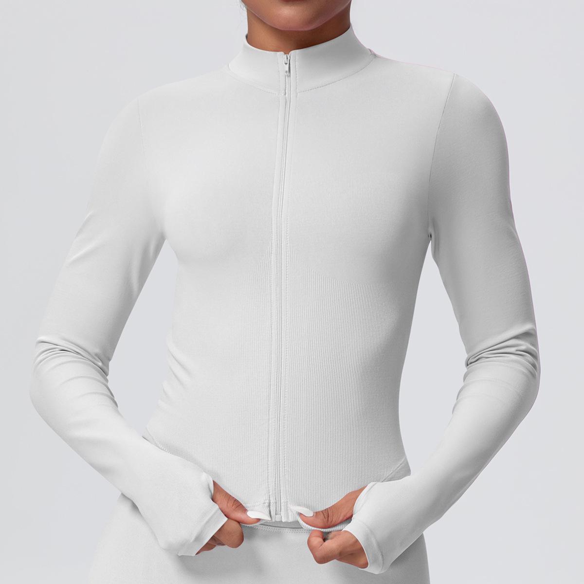 

Women s Seamless Stand Collar Long Sleeve Quick-Dry Zip Jacket for Yoga and Running Large