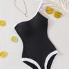 Swimsuit women's one-shoulder contrasting color design new pure desire fashion swimsuit one-piece swimsuit