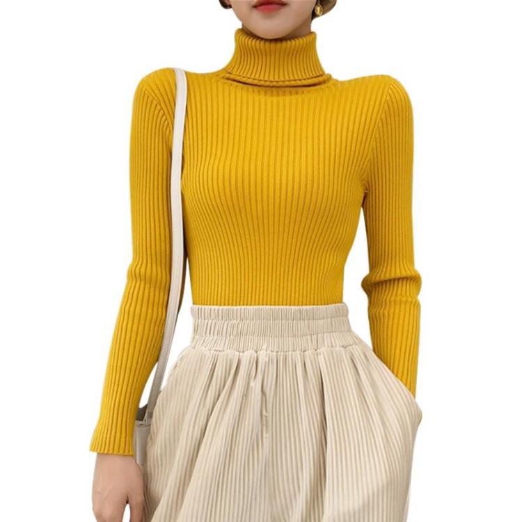 Soft Knitted Turtleneck Sweater Women Long Sleeve Pullover Tops