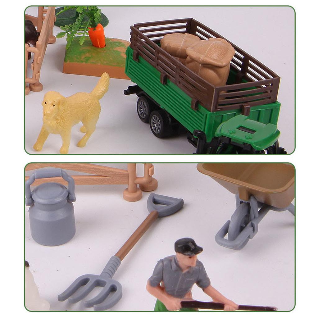 21 Piece Farmhouse Playset Interactive Miniature Farm Animals And Farmers Educational Toy For Kids Imaginative Play