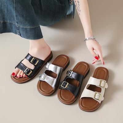 New 2025 Summer Women's Shoes Thick Sole Comfortable Non-slip Wear-resistant Flat Women's Sandals Outdoor Women Slippers