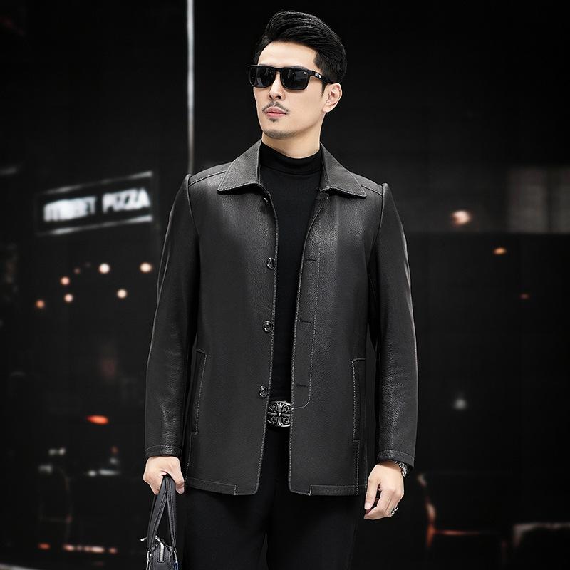 Genuine leather jackets for men in autumn and winter new business casual simple fashionable leather jackets