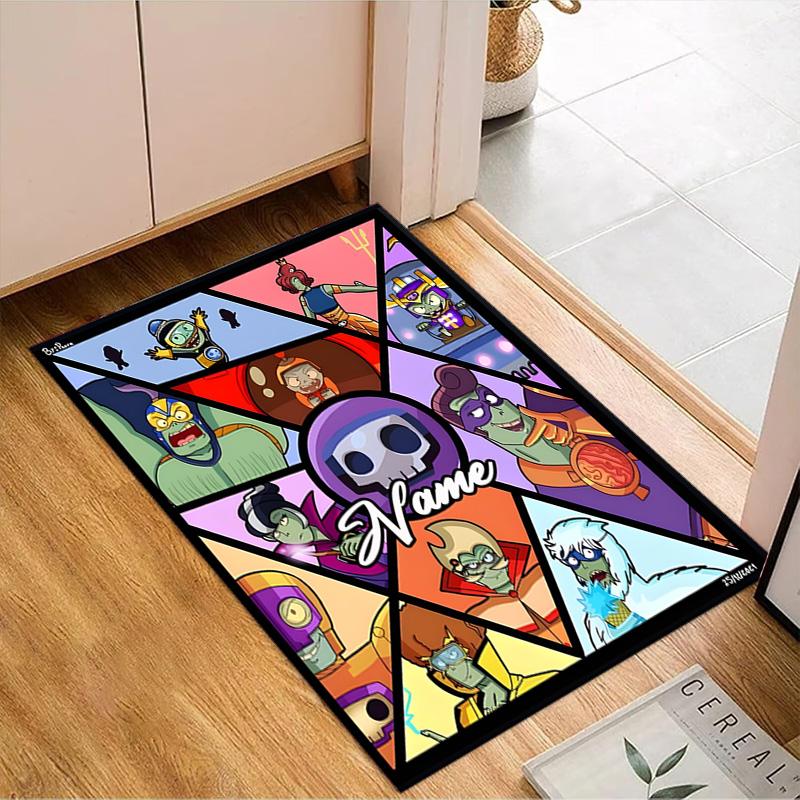 Custom Name Zombies Team-Up Rug for Living Room, Game Rooms, Office, Bedroom, Floor Mat Playful Design, fan gifts Christmas decor