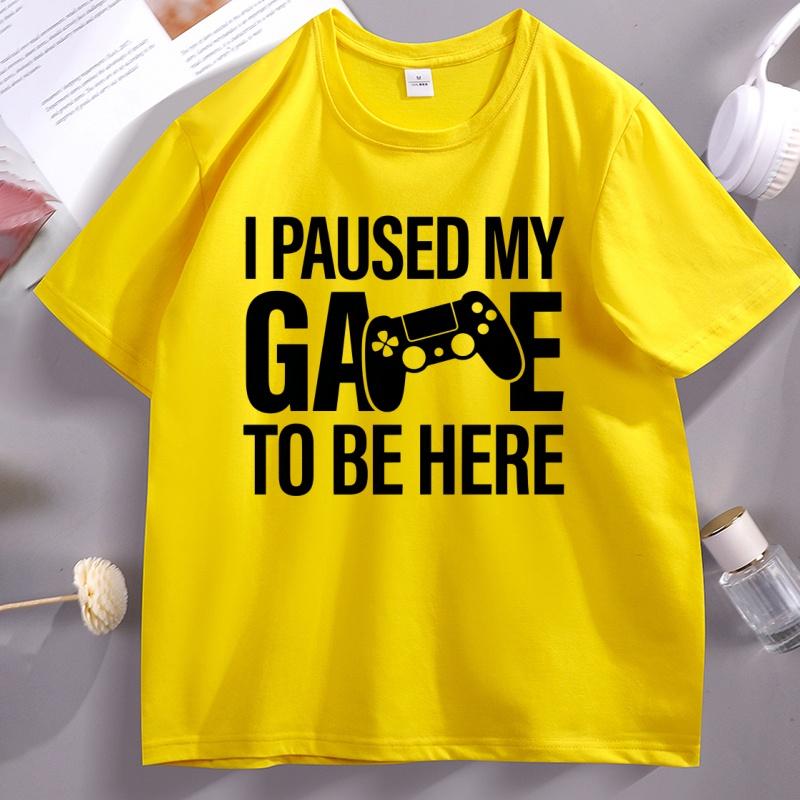 Ich habe mein Spiel pausiert, um hier zu sein T-Shirt Lustiges Gamer-T-Shirt Vater Papa Baumwolle Kurzarm Bedruckte T-Shirts