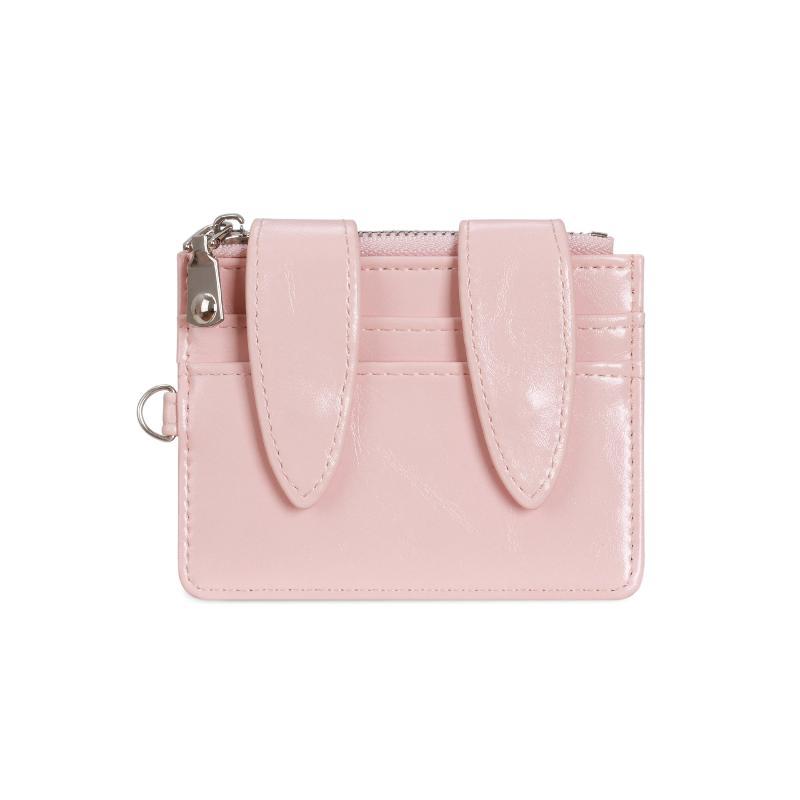 Cute Bunny Ear Card Holder Eco-friendly PU Leather Multi Card Slots Thin Pocket Wallet for School Use