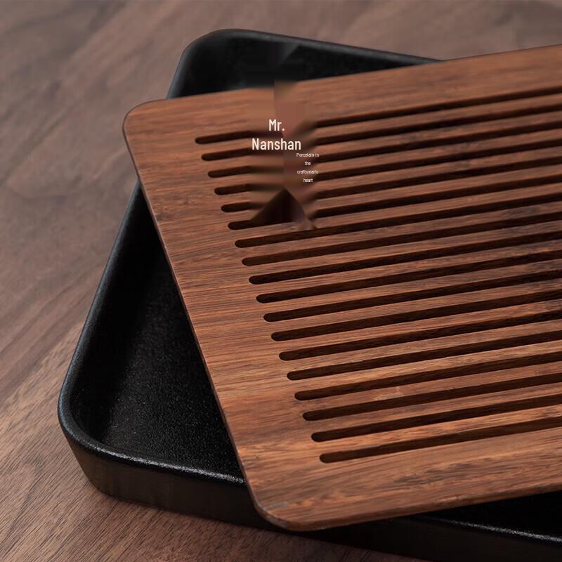 Nanshan Black Pottery & Bamboo Kung Fu Tea Tray