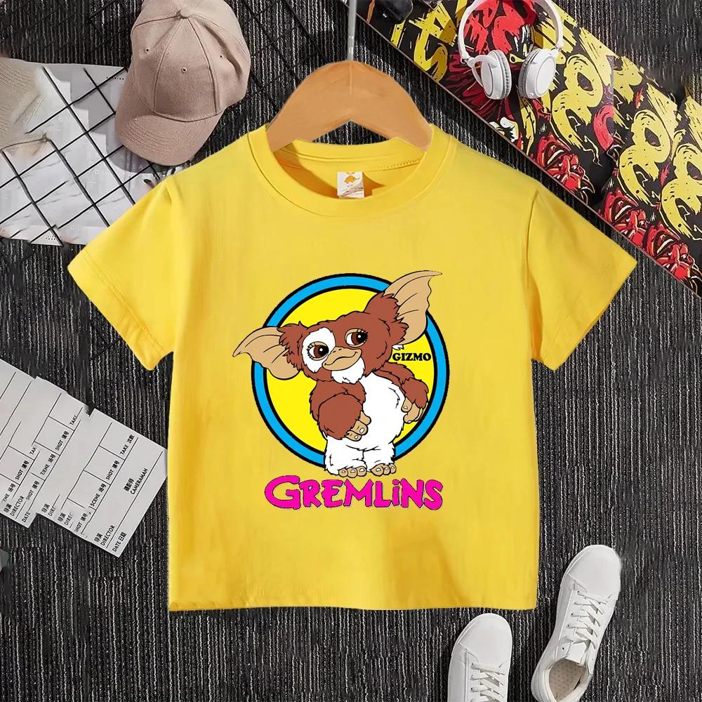 Gremlins Gizmo Children T-shirt Summer Short Sleeve Boy Girl Kids Tee Shirts Cartoon Anime Children's Clothes Top Birthday Gift