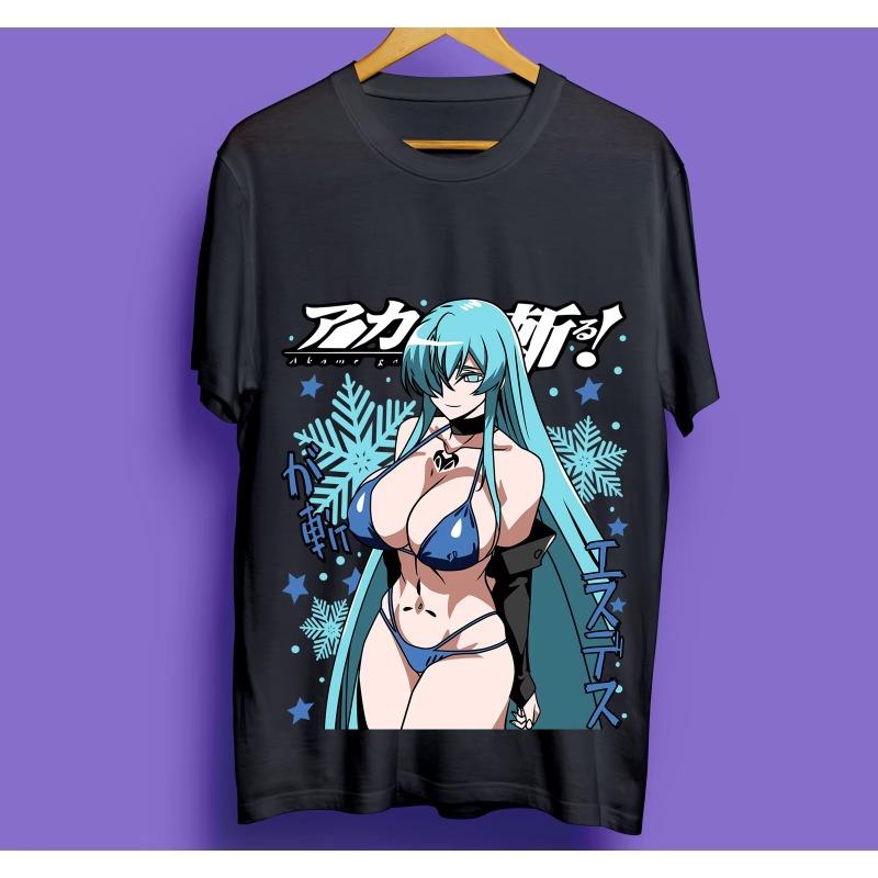 Trends Summer Cosplay Neutral Black and White Akame Ga Kill Esdeath T-shirt Akame Ga Kill Esdeath S Waifu Anime Shirt All Sizes