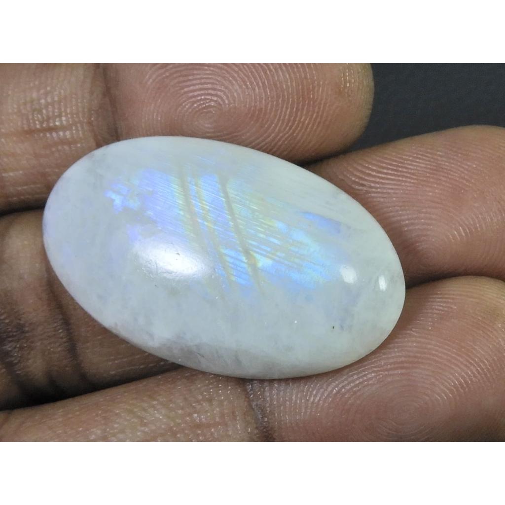 20X36X07 MM Natural Rainbow Moonstone Oval Cabochon Loose Gemstone 42Cts. C-1623