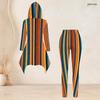 Women Plus Size Printed Hooded Long Sleeve High Low Top And Fitted Pants Two Piece Set