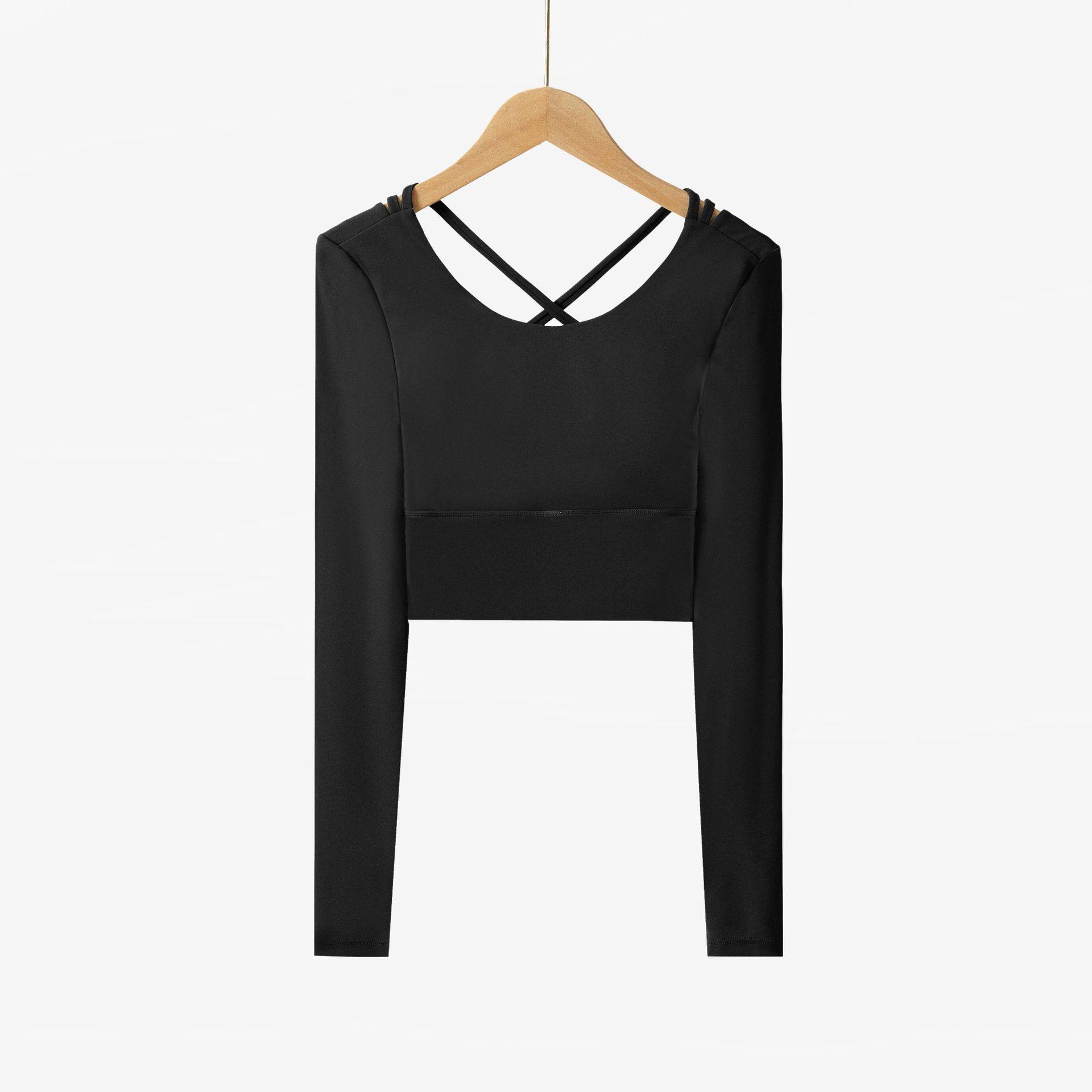 

Телесная бесшовная высокоэластичная футболка для йоги: Бесшовный, Дышащий, Приталенный S чёрный