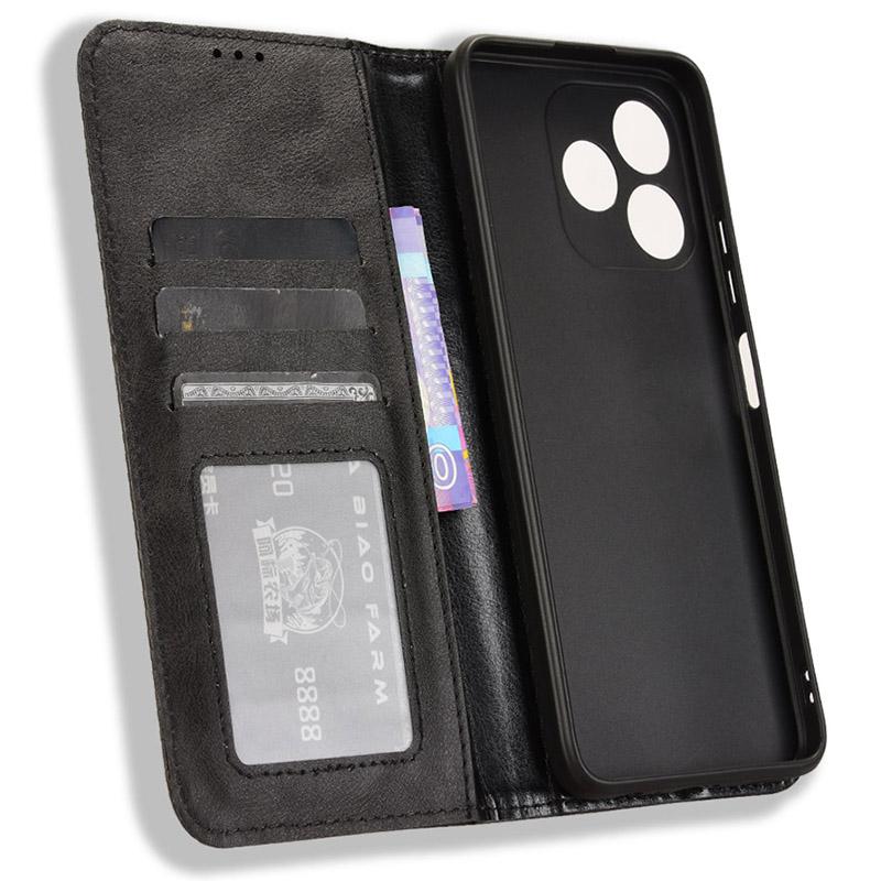 For Oukitel C51 Case Retro PU Leather Wallet Phone Cover Stand