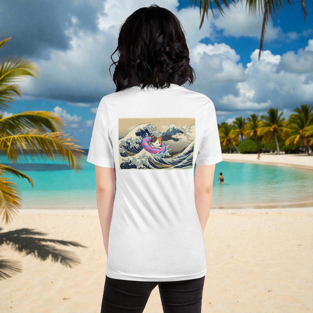 Funny Cat Hokusai Great Wave Off Kanagawa T-Shirt Japanese Art Graphic Tee