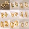 Bow Synthetic Zircon Mini Hoop Earrings Women Gold Color Stainless Steel Jewelry Elegant Small V Geometry Ear Piercing Christmas
