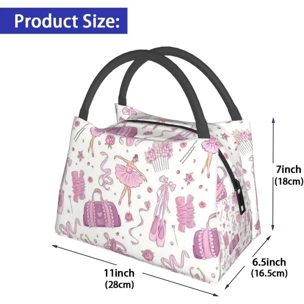 Pink Ballet Dance Lunch Box Picnic Bags Dance Tote Insulated Portable Cute Container Meal Bag Dance Lunch Box for Picnic Shcool