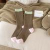 Japanese Color Block Wool Socks Thermal Stackable Crew Socks with Marled Knit Retro Autumn Winter Socks for Birkenstock Shoes