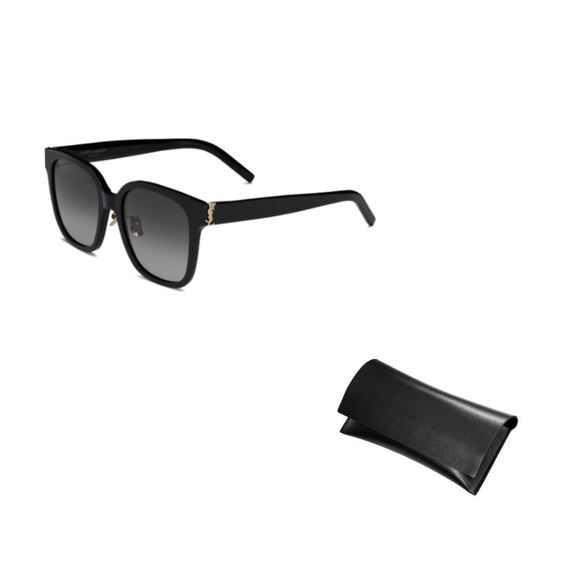 Saint Laurent Irregular Frame Sunglasses With Gold Ysl Logo Women Sunglasses Black 736455Y99561014