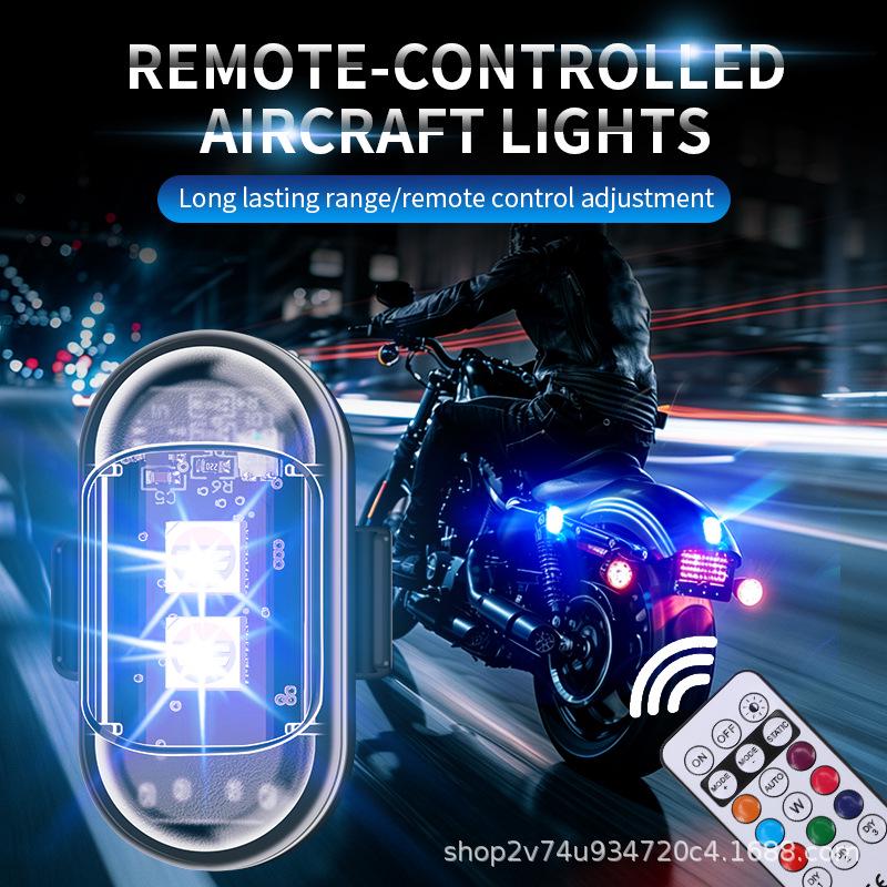 Universal Eight-Color Wireless Remote Control Navigation and Warning Light for Drones and Motorcycles
